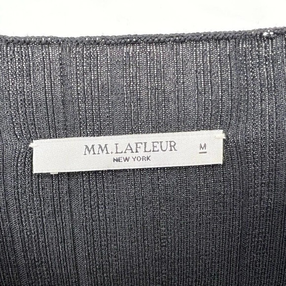 MM Lafleur Womens M The Brodie Pullover Top Textured Rib Knit Boatneck Black - Picture 4 of 8
